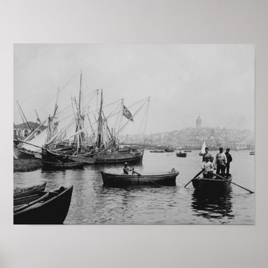 Uitzicht Galata in Istanbul van de haven van Sirke Poster (Voorkant)