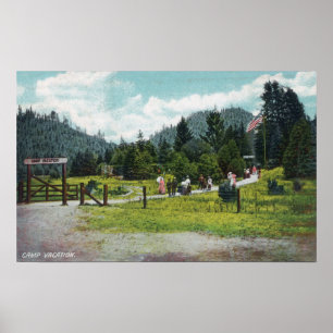 Uitzicht gasten op een rol door de motieven poster