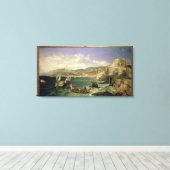 Uitzicht Genua, 1854 (olie op doek) Canvas Afdruk (Insitu (Houten vloer))
