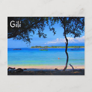 uitzicht gili strand briefkaart