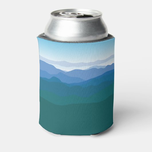 Uitzicht Groen blauw van bergen, geïllustreerd Blikjeskoeler (Blikje Achterkant)