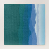 Uitzicht Groen blauw van bergen, geïllustreerd Legpuzzel (Horizontaal)