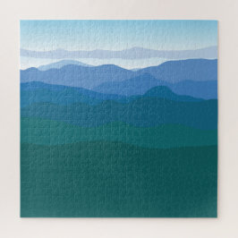 Uitzicht Groen blauw van bergen, geïllustreerd Legpuzzel