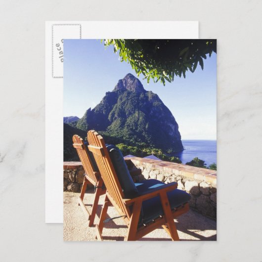 Uitzicht Gros Piton van Stonefield Estate Villa Briefkaart (Voorkant / Achterkant)