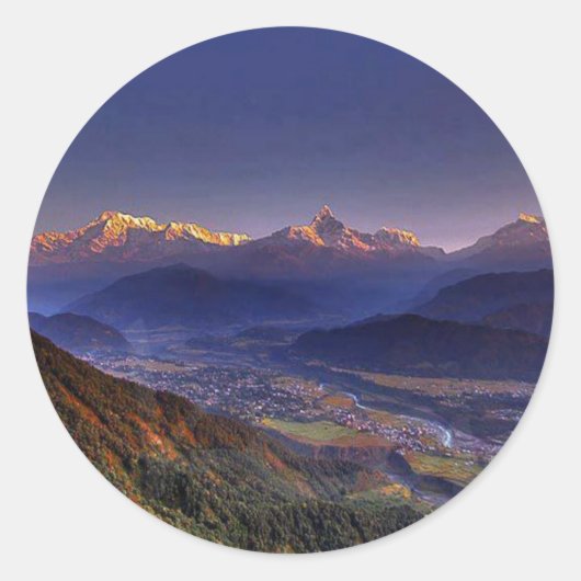 Uitzicht: HIMALAYA POKHARA NEPAL Ronde Sticker (Voorkant)