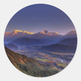 Uitzicht: HIMALAYA POKHARA NEPAL Ronde Sticker