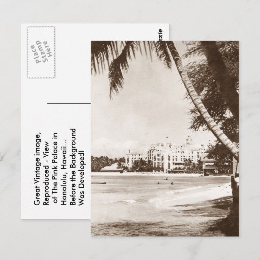  Uitzicht Honolulu Hawaii Pink Palace Briefkaart (Voorkant / Achterkant)