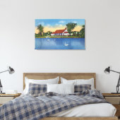 Uitzicht Hoopes Park Swans op het meer Canvas Afdruk (Insitu (Slaapkamer))