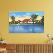 Uitzicht Hoopes Park Swans op het meer Canvas Afdruk (Insitu (Woonkamer))