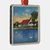 Uitzicht Hoopes Park Swans op het meer Metalen Ornament (Rechts)