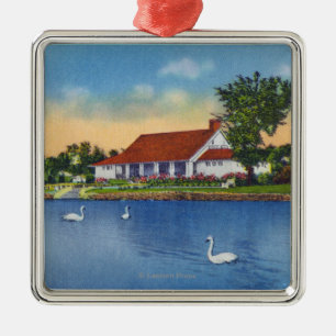 Uitzicht Hoopes Park Swans op het meer Metalen Ornament