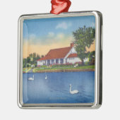 Uitzicht Hoopes Park Swans op het meer Metalen Ornament (Links)