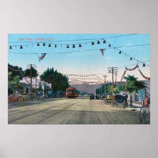 Uitzicht Idora Park van StreetOakland, CA Poster (Voorkant)