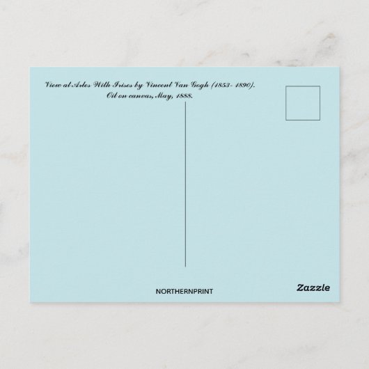 Uitzicht in Arles met Irissen van Vincent van Gogh Briefkaart (Achterkant)