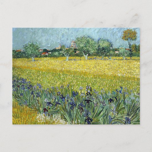 Uitzicht in Arles met Irissen van Vincent van Gogh Briefkaart (Voorkant)