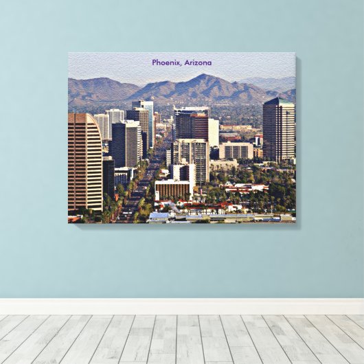 Uitzicht in het centrum van Phoenix, Arizona Canvas Afdruk (Insitu (Houten vloer))