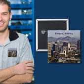 Uitzicht in het centrum van Phoenix, Arizona Vierkante Button 5,1 Cm