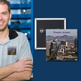 Uitzicht in het centrum van Phoenix, Arizona Vierkante Button 5,1 Cm