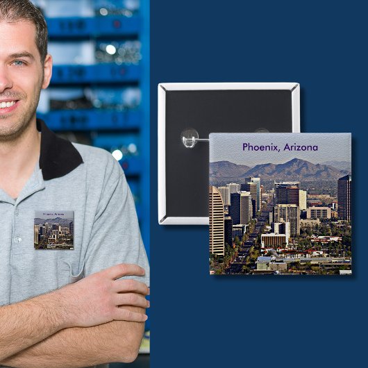 Uitzicht in het centrum van Phoenix, Arizona Vierkante Button 5,1 Cm