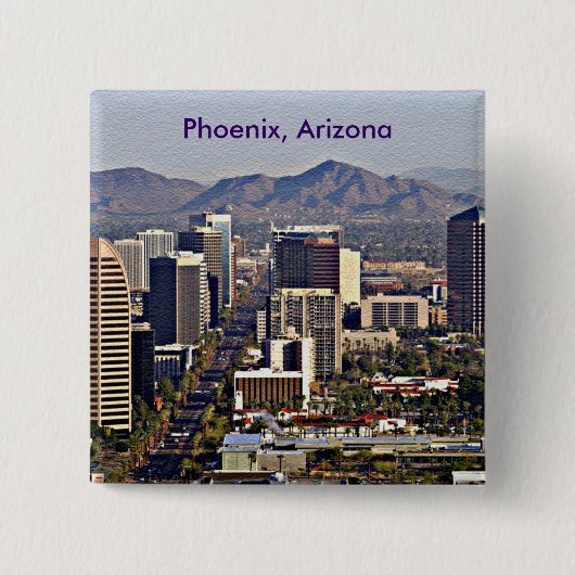 Uitzicht in het centrum van Phoenix, Arizona Vierkante Button 5,1 Cm (Voorkant)