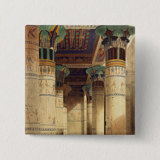 Uitzicht in het Grand Portico, Philae Vierkante Button 5,1 Cm (Voorkant)