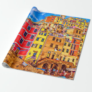 Uitzicht in kleurrijke huizen in Cinque Terre, Ita Cadeaupapier