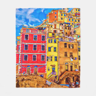 Uitzicht in kleurrijke huizen in Cinque Terre, Ita Fleece Deken