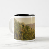 Uitzicht in Matlock Dale, op weg naar Black Rock E Tweekleurige Koffiemok (Voorkant links)