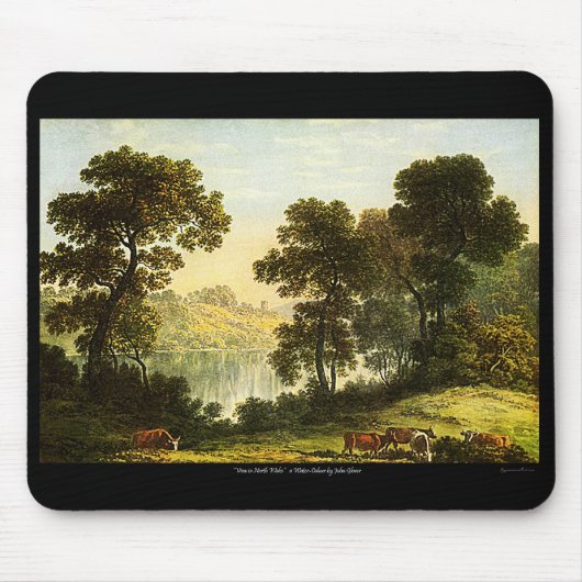 Uitzicht in Noord-Wales, Waterverf schilder Mousep Muismat (Voorkant)