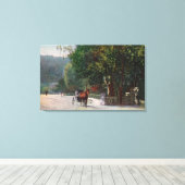 Uitzicht in Shady Lane, vervoer van paarden Canvas Afdruk (Insitu (Houten vloer))