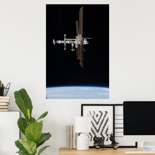 Uitzicht International Space Station van Atlantis Poster (Thuiskantoor)