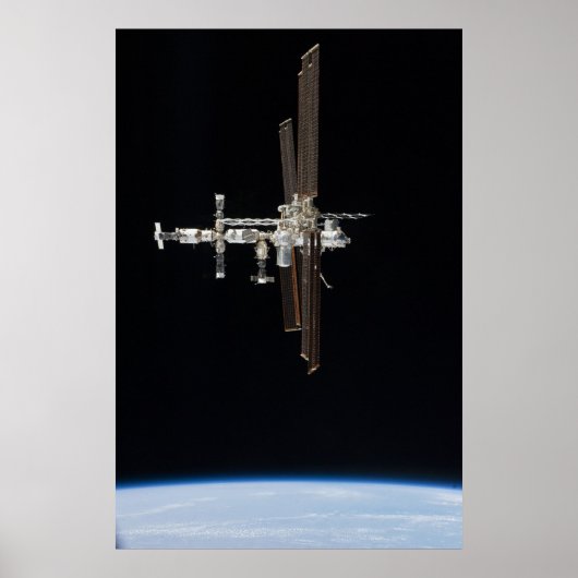Uitzicht International Space Station van Atlantis Poster (Voorkant)