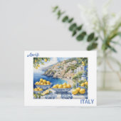 Uitzicht Italiaans Amalfi Kust blauw witte tegels Briefkaart (Staand voorkant)