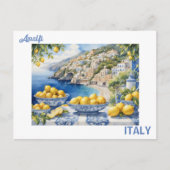 Uitzicht Italiaans Amalfi Kust blauw witte tegels  Briefkaart (Voorkant)