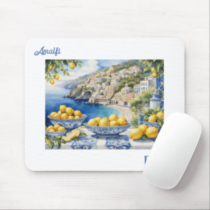 Uitzicht Italiaans Amalfi Kust blauw witte tegels  Muismat