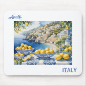 Uitzicht Italiaans Amalfi Kust blauw witte tegels  Muismat (Voorkant)