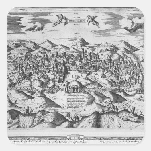 Uitzicht Jeruzalem, 1570? Vierkante Sticker (Voorkant)