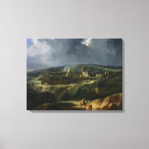 Uitzicht Jeruzalem uit de vallei van Jehoshaphat Canvas Afdruk