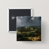 Uitzicht Jeruzalem uit de vallei van Jehoshaphat Vierkante Button 5,1 Cm (Voorkant /achterkant)