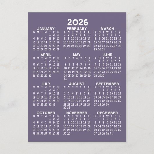 Uitzicht kalender voor het hele jaar - Basic Minim Briefkaart (Voorkant)