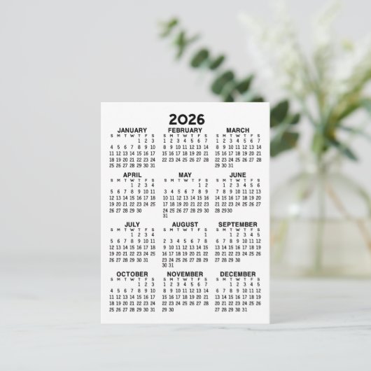 Uitzicht kalender voor het hele jaar - Basic Minim Briefkaart (Staand voorkant)