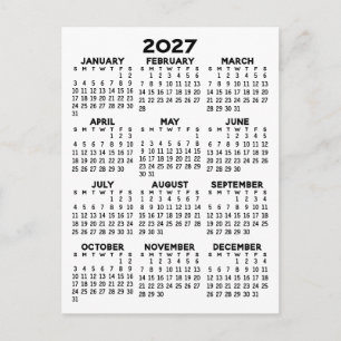 Uitzicht kalender voor het hele jaar - Basic Minim Briefkaart