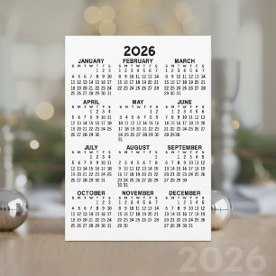 Uitzicht kalender voor het hele jaar - Basic Minim Programmakaart