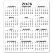Uitzicht kalender voor het hele jaar - Basic Minim Sticker (Voorkant)