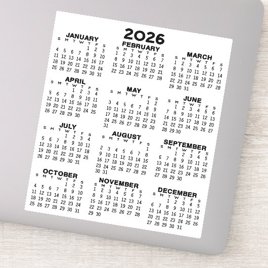 Uitzicht kalender voor het hele jaar - Basic Minim Sticker (Detail)
