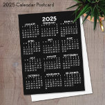 Uitzicht kalender voor het hele jaar - Minimale ba Briefkaart<br><div class="desc">Een basiskalender van 2025 in zwart-wit. Een standaard look voor uw thuis kantoor of school locker. Een eenvoudig volledig jaar in één oogopslag kalender om het hele jaar door te gebruiken.</div>