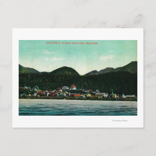 Uitzicht Ketchikan, Alaska uit Steamer Briefkaart (Voorkant)