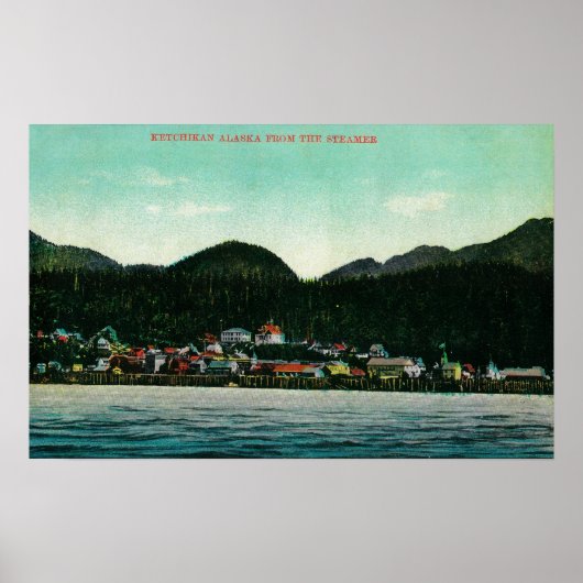 Uitzicht Ketchikan, Alaska uit Steamer Poster (Voorkant)