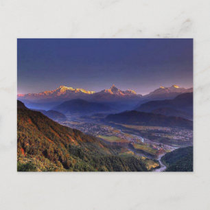Uitzicht landschap : HIMALAYA POKHARA NEPAL Briefkaart