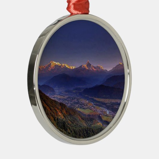 Uitzicht landschap : HIMALAYA POKHARA NEPAL Metalen Ornament (Rechts)